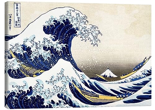 Die große Welle vor Kanagawa II Leinwandbild von Katsushika Hokusai 130 x 100 cm Blau Asiatische Kunst Wanddeko von Posterlounge
