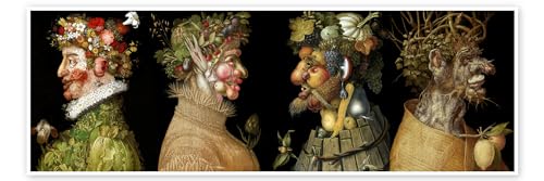 Die vier Jahreszeiten Poster von Giuseppe Arcimboldo 60 x 20 cm Schwarz Wandbilder Wanddeko von Posterlounge