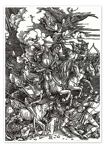 Die vier apokalyptischen Reiter Poster von Albrecht Dürer 50 x 70 cm Schwarz-Weiß Wandbilder Wanddeko Die vier apokalyptischen Reiter Poster von Albrecht Dürer 50 x 70 cm Schwarz-Weiß Wandbilder Wanddeko von Posterlounge
