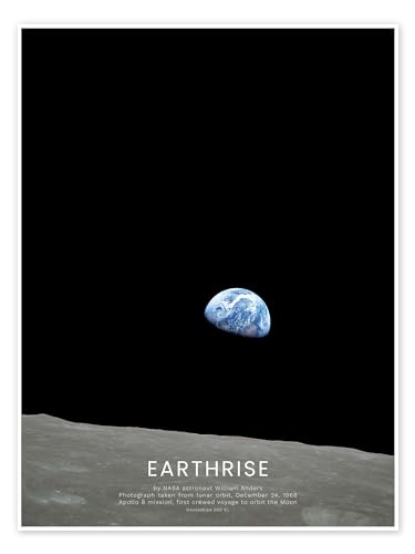 Earthrise - Apollo 8 Poster von NASA 60 x 80 cm Schwarz Wandbilder Wanddeko von Posterlounge