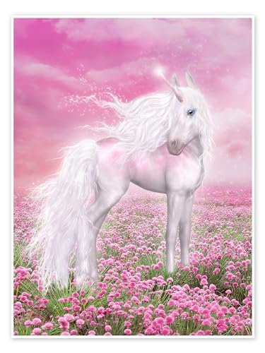 Einhorn Glitzer Poster von Dolphins DreamDesign Wandbilder für jeden Raum 50 x 70 cm Pink Fantasy Wanddeko von Posterlounge