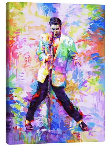 Elvis Presley Pop Art Leinwandbild von Leon Devenice 20 x 30 cm Bunt Pop Art Wanddeko von Posterlounge