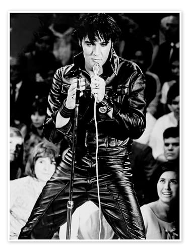 Elvis Presley Poster 100 x 130 cm Schwarz-Weiß Nostalgie Wanddeko von Posterlounge