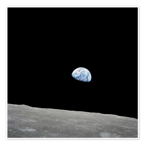 Erde aus der Sicht des Mondes Poster von NASA 40 x 40 cm Schwarz Weltraum Wanddeko von Posterlounge