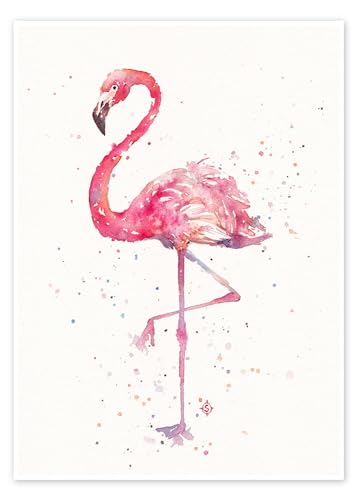 Fancy Flamingo Poster von Sillier Than Sally 50 x 70 cm Pink Aquarell Malerei Wanddeko von Posterlounge