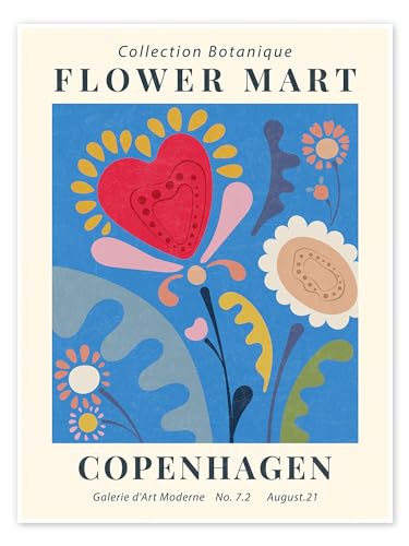 Flower Market Copenhagen Poster von TAlex 70 x 90 cm Blau Floral Wanddeko von Posterlounge