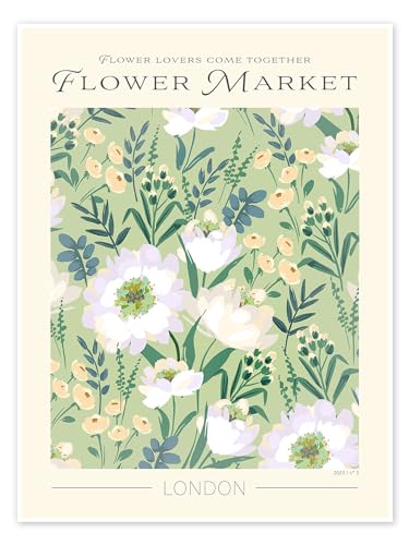 Flower Market London Poster 50 x 70 cm Grün Floral Wanddeko von Posterlounge