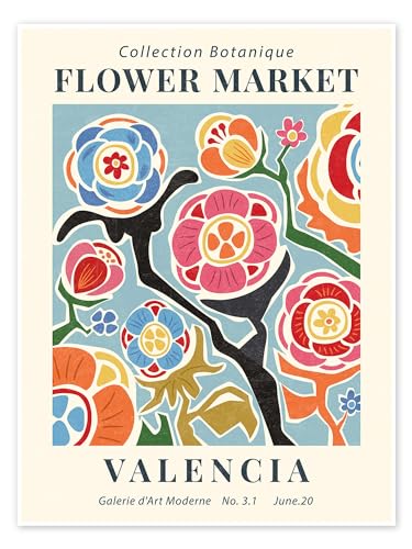 Flower Market Valencia Poster von TAlex 60 x 80 cm Blumen Wanddeko von Posterlounge