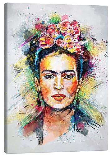 Frida Kahlo Flower Pop Leinwandbild von Tracie Andrews 60 x 80 cm Geschenkideen Wanddeko von Posterlounge