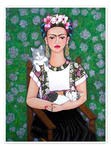 Frida Kahlo Katzenliebhaberin Poster von Madalena Lobao-Tello Wandbilder für jeden Raum 70 x 90 cm Figurative Kunst Wanddeko von Posterlounge