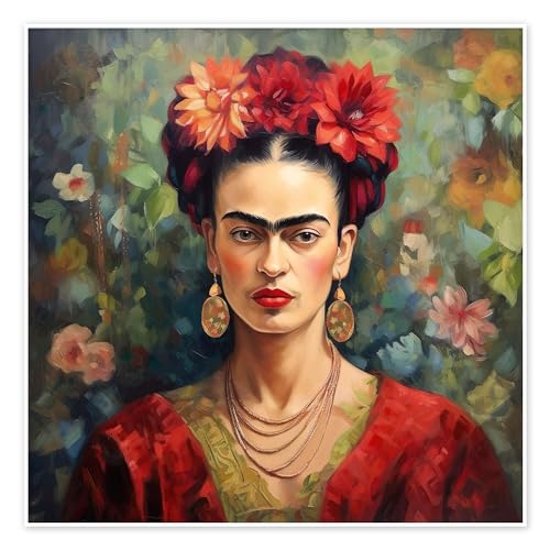 Frida Kahlo Vintage Poster von Mark Ashkenazi Wandbilder für jeden Raum 30 x 30 cm Rot Pop-Surrealismus Wanddeko von Posterlounge