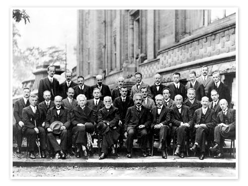 Fünfte Solvay-Konferenz, 1927 Poster Wandbilder für jeden Raum 120 x 90 cm Schwarz-Weiß Lernen & Wissen Wanddeko von Posterlounge