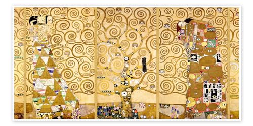 Der Lebensbaum (komplett) Poster von Gustav Klimt 80 x 40 cm Gelb Jugendstil Wanddeko von Posterlounge