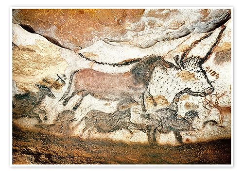 Höhle von Lascaux, Auerochse und Pferde Poster Wandbilder für jeden Raum 70 x 50 cm Braun Lernen & Wissen Wanddeko von Posterlounge