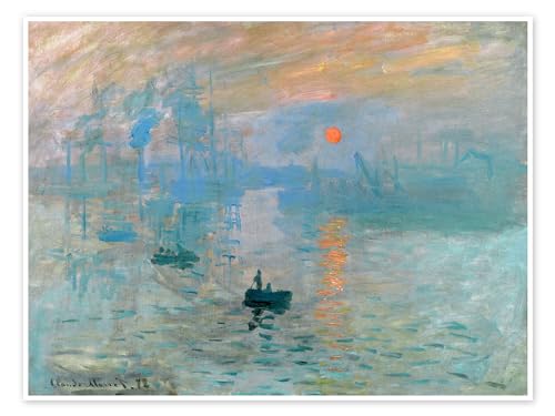 Impression, Sonnenaufgang Poster von Claude Monet 90 x 70 cm Türkis Impressionismus Wanddeko von Posterlounge