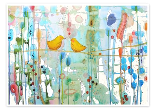 In jedem Herzen Poster von Sylvie Demers Wandbilder für jeden Raum 130 x 100 cm Bunt Aquarell Malerei Wanddeko von Posterlounge
