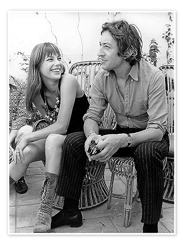 Jane Birkin und Serge Gainsbourg, 1970 Poster Wandbilder für jeden Raum 30 x 40 cm Schwarz-Weiß Schwarz-Weiß Fotografie Wanddeko von Posterlounge