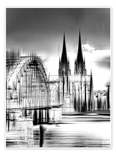 Kölner Skyline in Schwarz/Weiß Poster von Städtecollagen Wandbilder für jeden Raum 50 x 70 cm Schwarz-Weiß Collage Wanddeko von Posterlounge