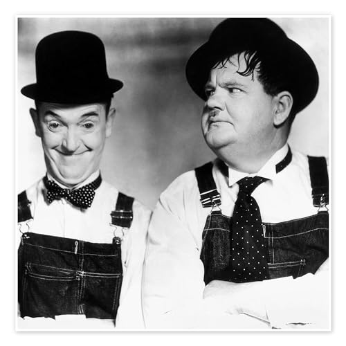Laurel & Hardy Poster 60 x 60 cm Schwarz-Weiß Schwarz-Weiß Fotografie Wanddeko von Posterlounge