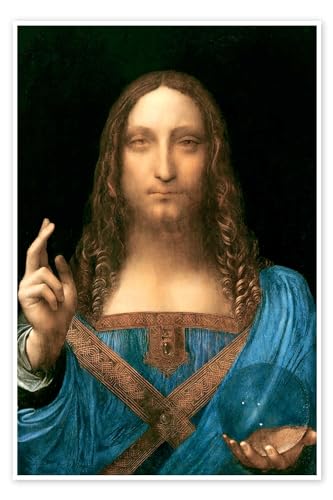 Salvator Mundi Poster von Leonardo da Vinci 20 x 30 cm Blau Renaissance Wanddeko von Posterlounge