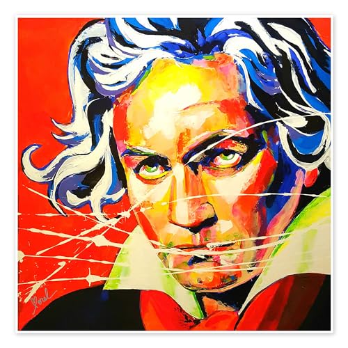 Ludwig van Beethoven Poster von Marie-Armelle Borel Wandbilder für jeden Raum 50 x 50 cm Rot Pop Art Wanddeko von Posterlounge