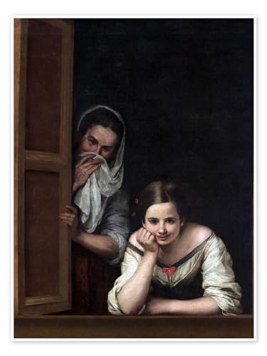 Mädchen am Fenster Poster von Bartolomé Esteban Murillo 30 x 40 cm Braun Barock Wanddeko von Posterlounge