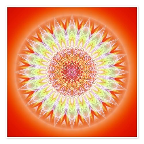 Mandala Gesundheit mit Blume des Lebens Poster von Christine Bässler Wandbilder für jeden Raum 40 x 40 cm Orange Religion Wanddeko von Posterlounge