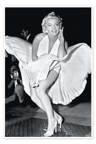 Marilyn Monroe Pose Poster von Celebrity Collection 100 x 150 cm Schwarz-Weiß Nostalgie Wanddeko von Posterlounge
