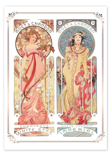 Moët & Chandon, Collage Poster von Alfons Mucha 70 x 100 cm Jugendstil Wanddeko von Posterlounge