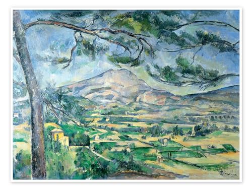 Montagne Sainte-Victoire mit Kiefer Poster von Paul Cézanne Wandbilder für jeden Raum 40 x 30 cm Grün Impressionismus Wanddeko von Posterlounge