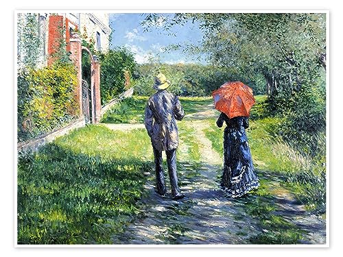 Paar beim Spaziergang Poster von Gustave Caillebotte Wandbilder für jeden Raum 40 x 30 cm Grün Impressionismus Wanddeko von Posterlounge