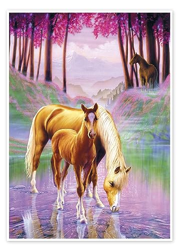 Pferd mit Fohlen Poster von Andrew Farley 30 x 40 cm Tiere Wanddeko von Posterlounge