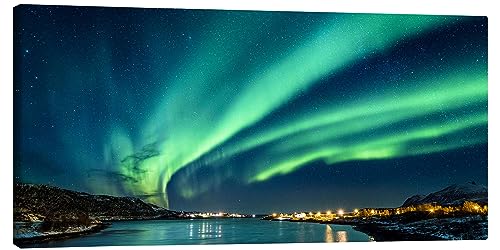 Polarlichter in Nordnorwegen Leinwandbild von Sascha Kilmer Wandbilder für jeden Raum 40 x 20 cm Natur Wanddeko von Posterlounge