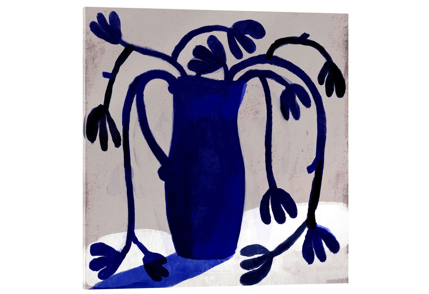 Posterlounge Acrylglasbild ATELIER M, Blaue Blumen in einer blauen Vase I, Wohnzimmer Skandinavisch Malerei von Posterlounge