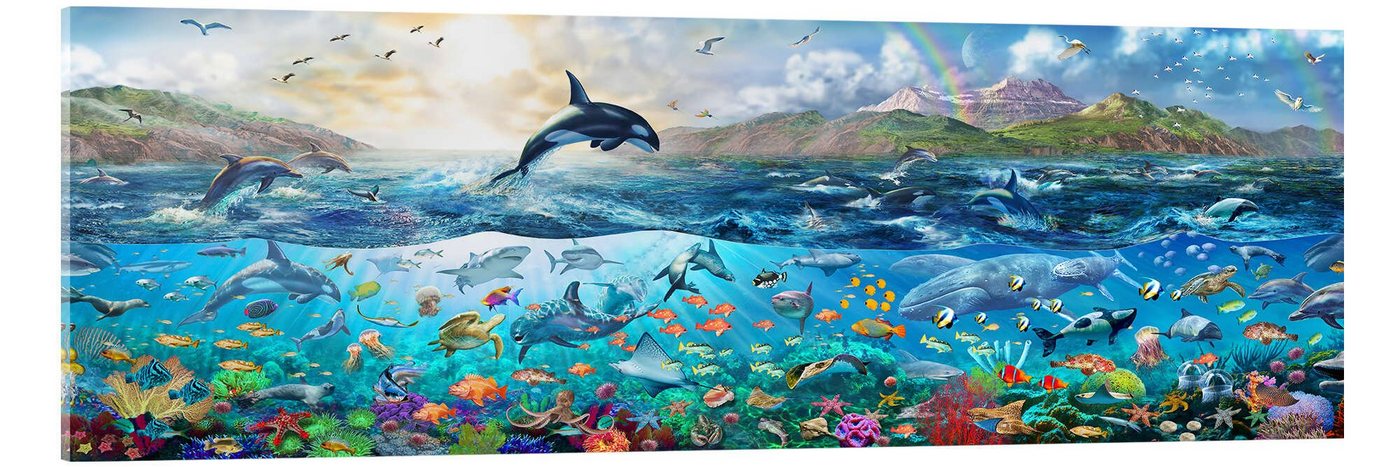 Posterlounge Acrylglasbild Adrian Chesterman, Panorama vom Ozean, Badezimmer Maritim Illustration von Posterlounge