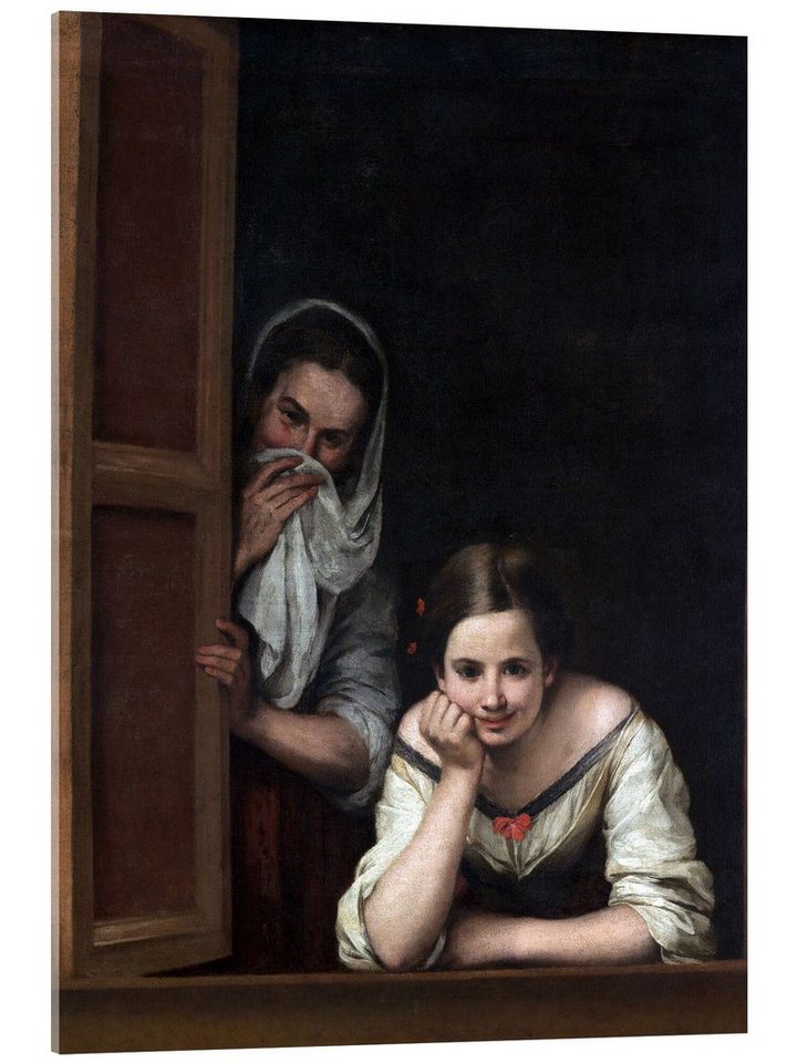 Posterlounge Acrylglasbild Bartolomé Esteban Murillo, Mädchen am Fenster, Malerei von Posterlounge