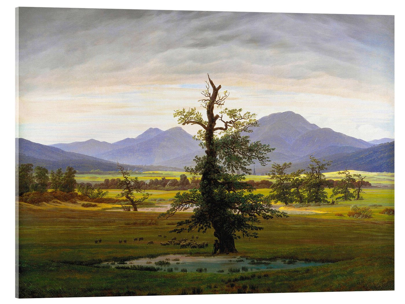 Posterlounge Acrylglasbild Caspar David Friedrich, Einsamer Baum, Malerei von Posterlounge