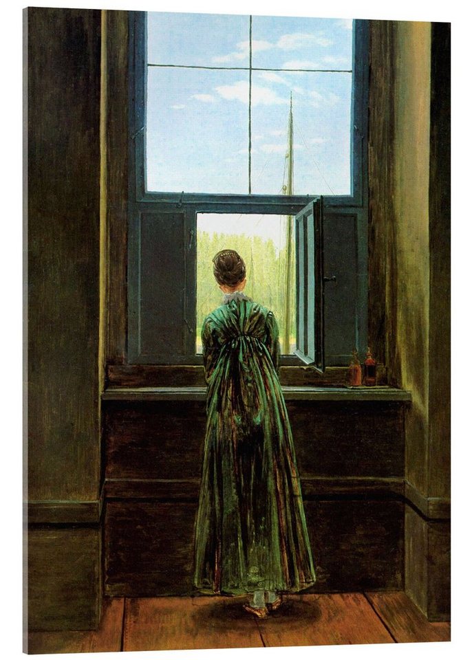 Posterlounge Acrylglasbild Caspar David Friedrich, Frau am Fenster, Malerei von Posterlounge