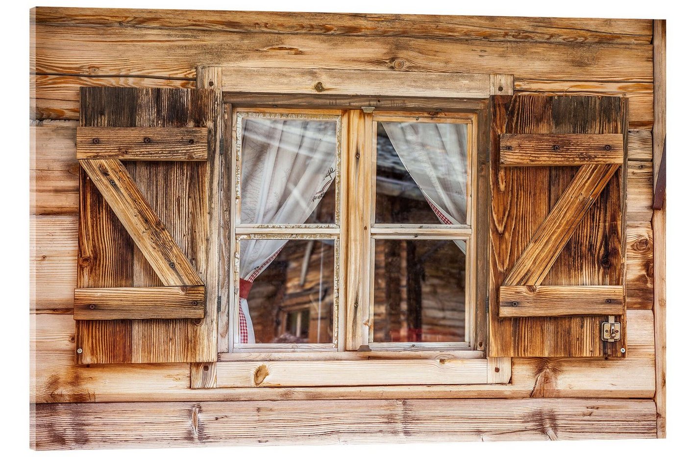 Posterlounge Acrylglasbild Christian Müringer, Fenster einer Almhütte in Südtirol (Italien), Rustikal Fotografie von Posterlounge
