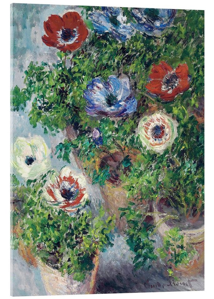 Posterlounge Acrylglasbild Claude Monet, Anemonen in einer Vase, Wohnzimmer Malerei von Posterlounge