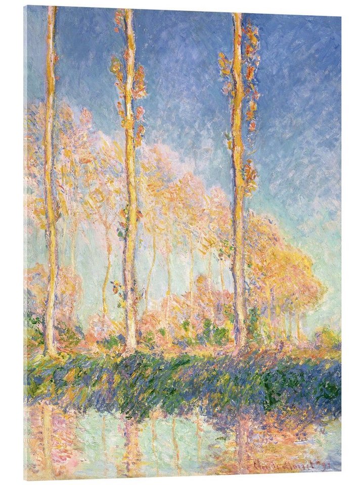 Posterlounge Acrylglasbild Claude Monet, Die drei Bäume, Wohnzimmer Malerei von Posterlounge