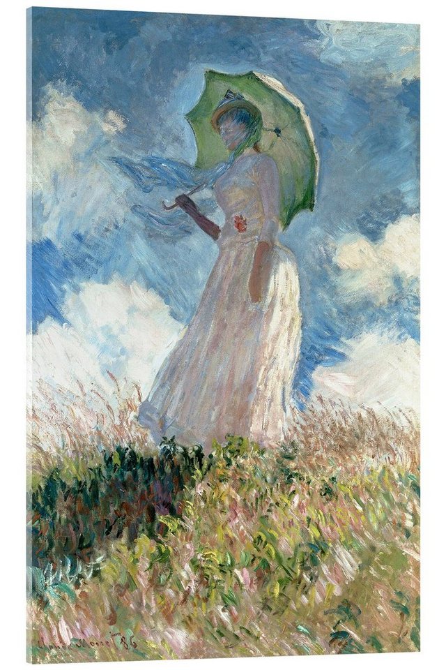 Posterlounge Acrylglasbild Claude Monet, Frau mit Sonnenschirm nach links gewendet, Wohnzimmer Malerei von Posterlounge