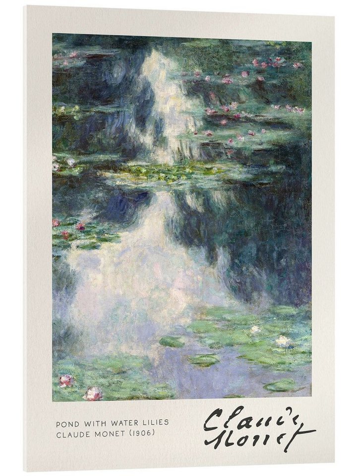 Posterlounge Acrylglasbild Claude Monet, Teich mit Seerosen, 1906, Wohnzimmer Malerei von Posterlounge