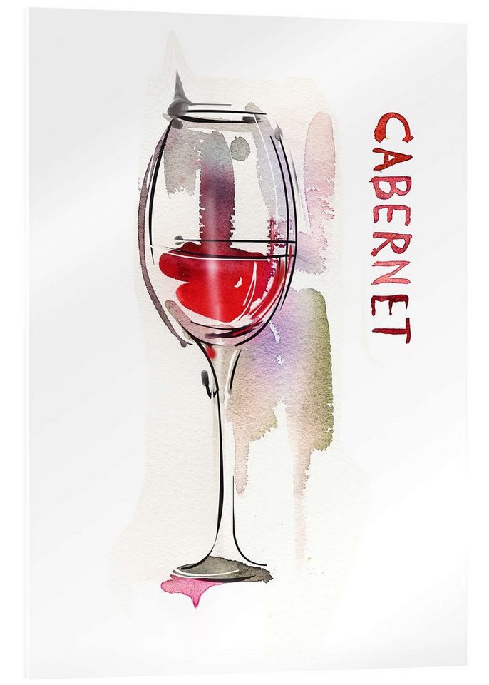 Posterlounge Acrylglasbild Editors Choice, Ein Glas Cabernet, Wohnzimmer Modern Malerei von Posterlounge