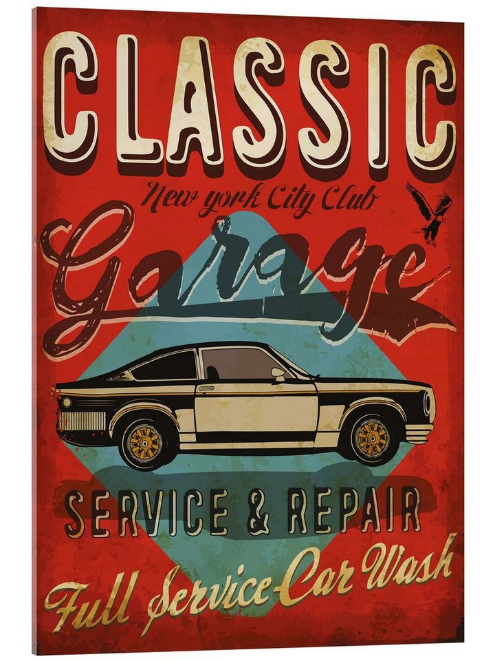 Posterlounge Acrylglasbild Editors Choice, Klassische Garage, Illustration von Posterlounge