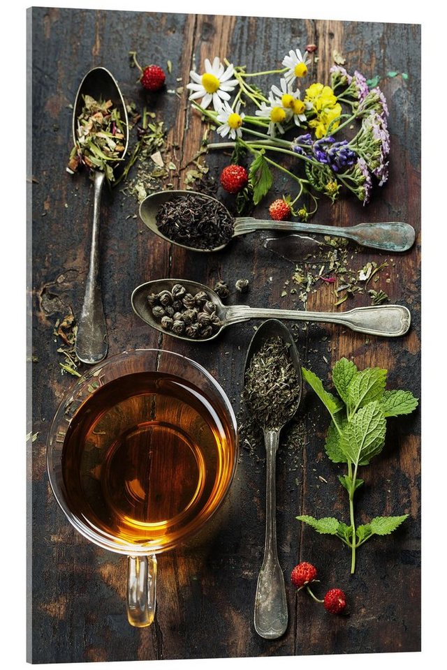 Posterlounge Acrylglasbild Editors Choice, Tee mit Honig, wilden Beeren und Blumen, Arztpraxis Fotografie von Posterlounge