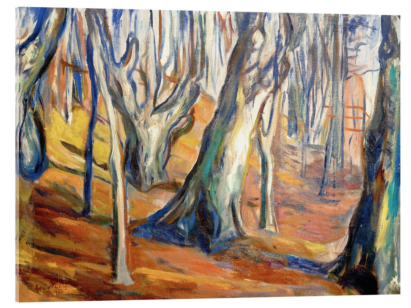 Posterlounge Acrylglasbild Edvard Munch, Herbst (Alte Bäume, Ekely), Malerei von Posterlounge