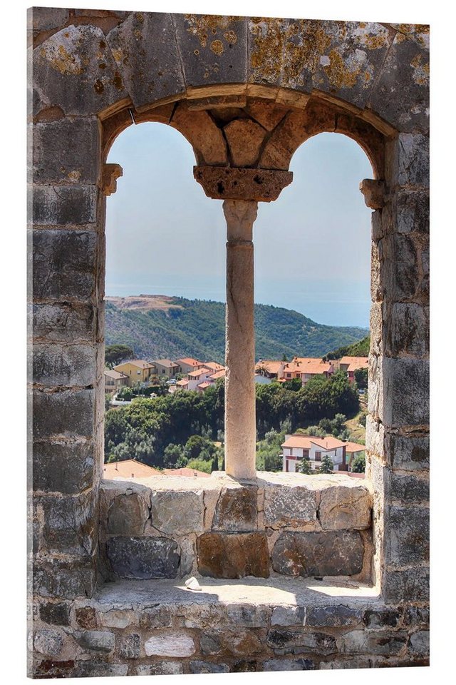 Posterlounge Acrylglasbild Filtergrafia, Blick durch ein Fenster in der Toskana Italien, Mediterran Fotografie von Posterlounge