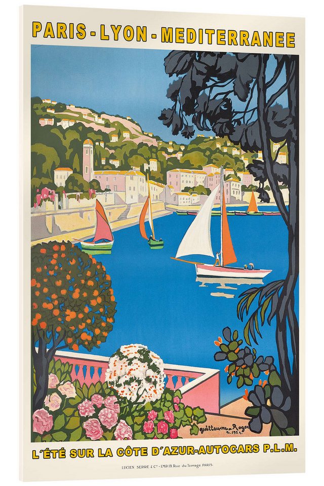 Posterlounge Acrylglasbild Guillaume G. Roger, Sommer an der Côte d'Azur, 1926, Badezimmer Maritim Illustration von Posterlounge