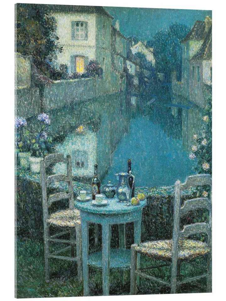 Posterlounge Acrylglasbild Henri Le Sidaner, Kleiner Tisch in der Abenddämmerung, Küche Malerei von Posterlounge